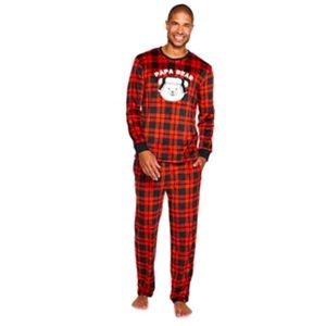 Cuddl Duds Black & Red Plaid Papa Bear Jammies for Families Men’s Size 3XL